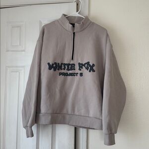 White Fox Beige Oversized Hoodie Sweatshirt S/M